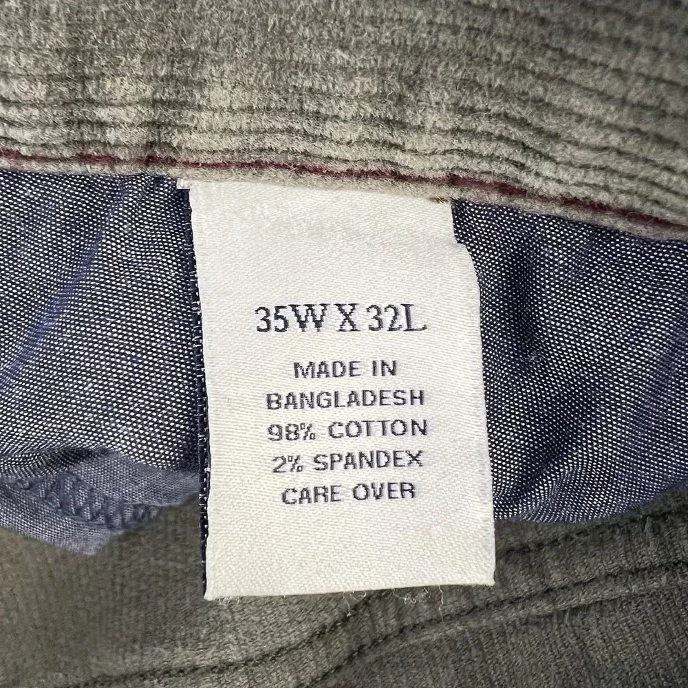 Jos A Bank Corduroy Pants Mens 35 x 32 Flat Front Straight Leg Khaki Green